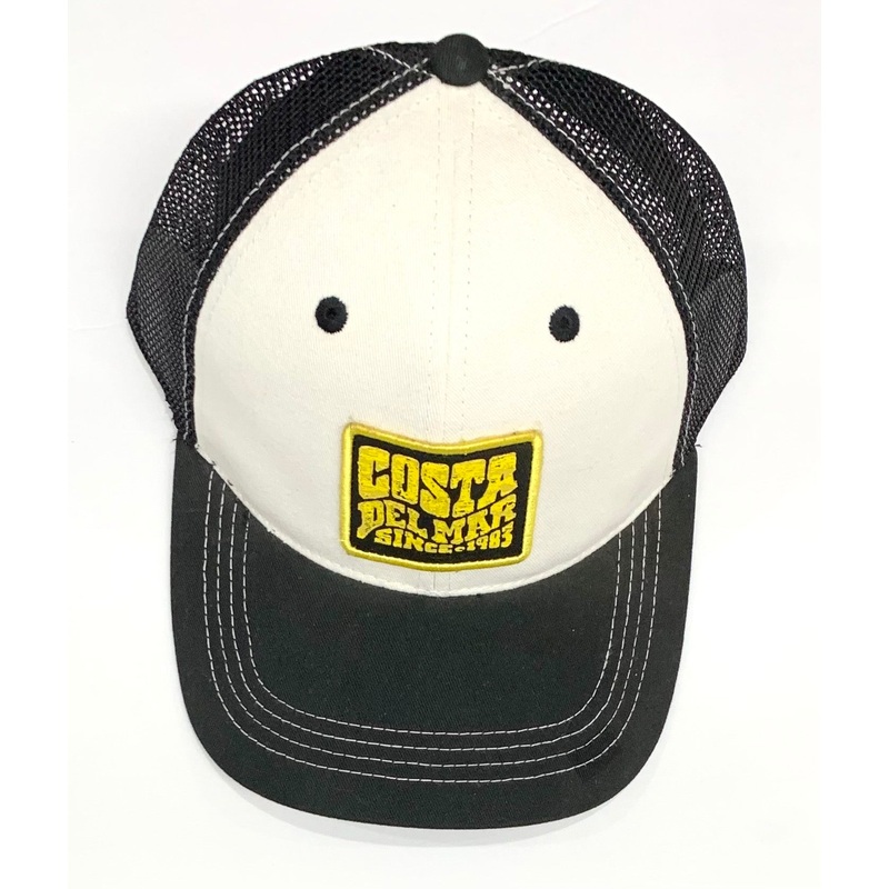 Costa Del Mar Hat|Black White & Black Mesh|Adjustable snap