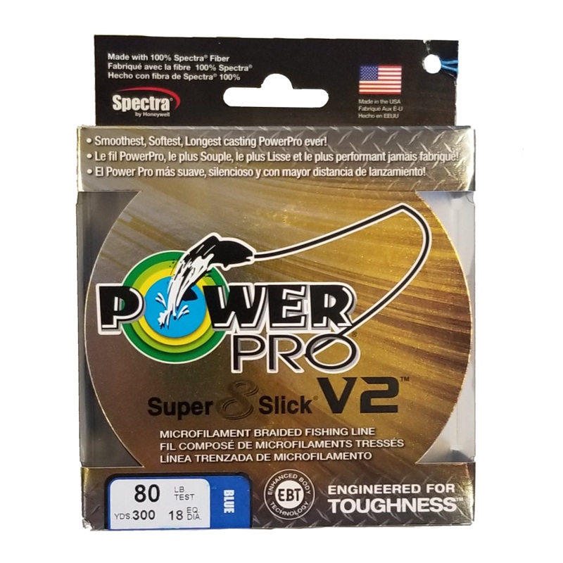 Power Pro Super 8 Slick V2 Blue 80 lb 300 yds Braided Fishing Line