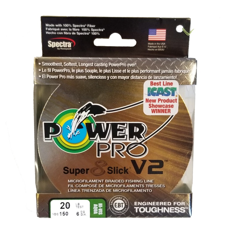 Power Pro Super 8 Slick V2 Hi-Vis Aqua 20 lb 150 yds Braided Fishing Line