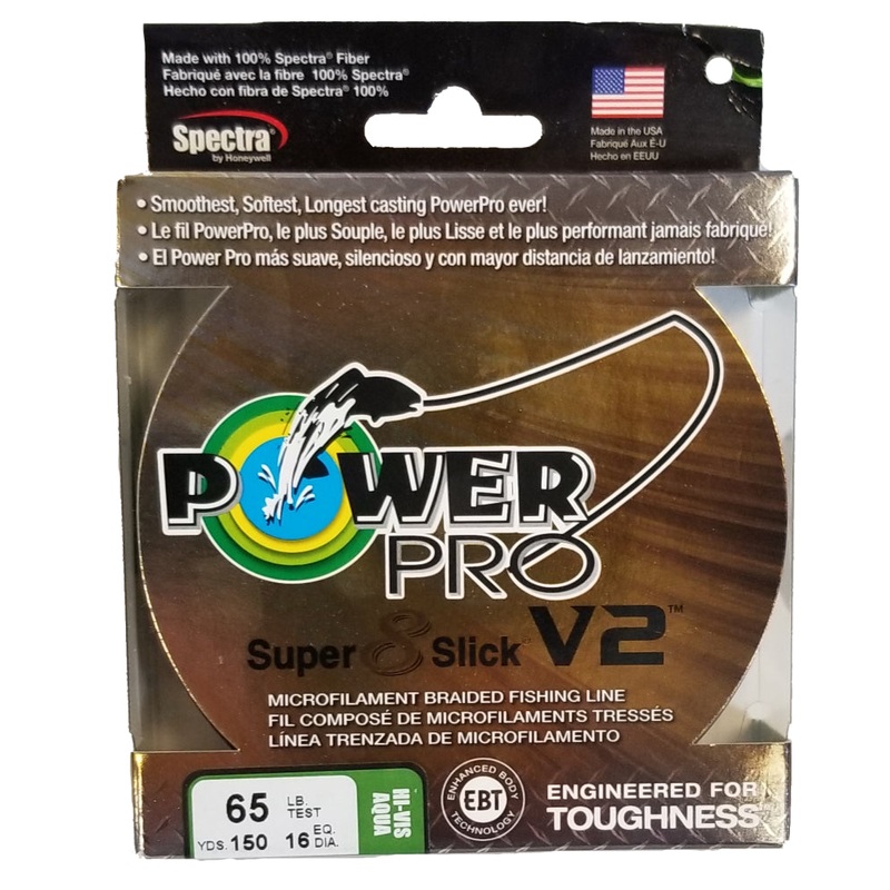 Power Pro Super 8 Slick V2 Hi-Vis Aqua 65 lb 150 yds Braided Fishing Line