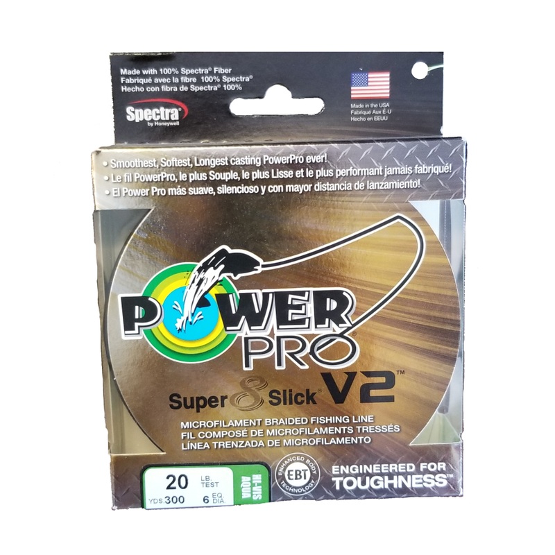 Power Pro Super 8 Slick V2 Hi-Vis Aqua Green 20 lb 300 yds Braided Fishing Line