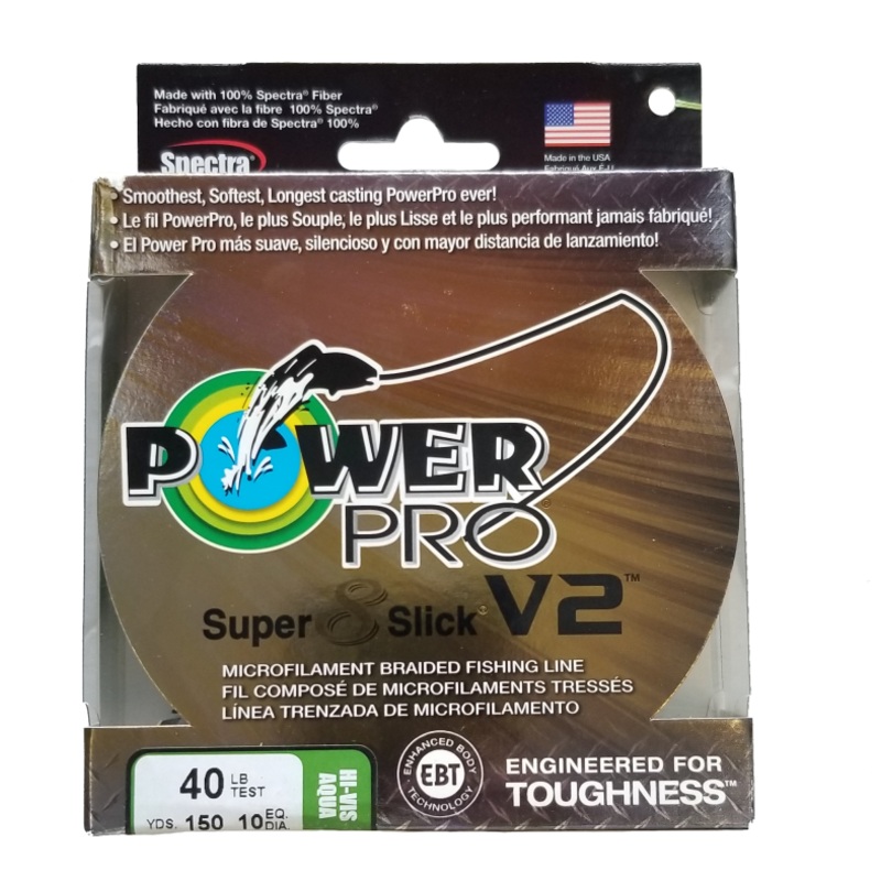 Power Pro Super 8 Slick V2 Hi-Vis Aqua Green 40 lb 150 yds Braided Fishing Line