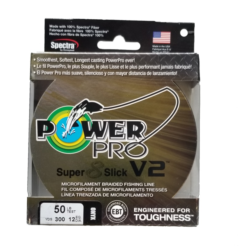 Power Pro Super 8 Slick V2 Onyx 50 lb 300 yds Braided Fishing Line
