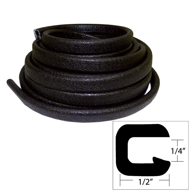 TACO Flexible Vinyl Trim – 1/4 Opening x 1/2W x 25’L – Black [V30-1008B25-1]