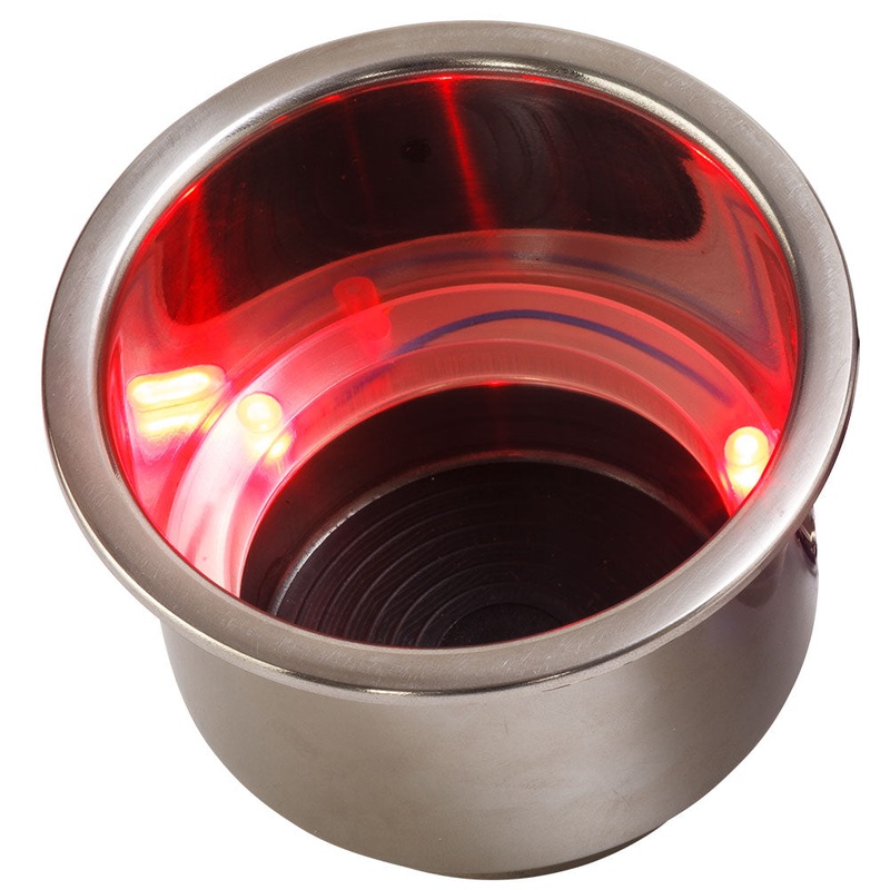 Sea-Dog LED Flush Mount Combo Drink Holder w/Drain Fitting – Red LED [588071-1]