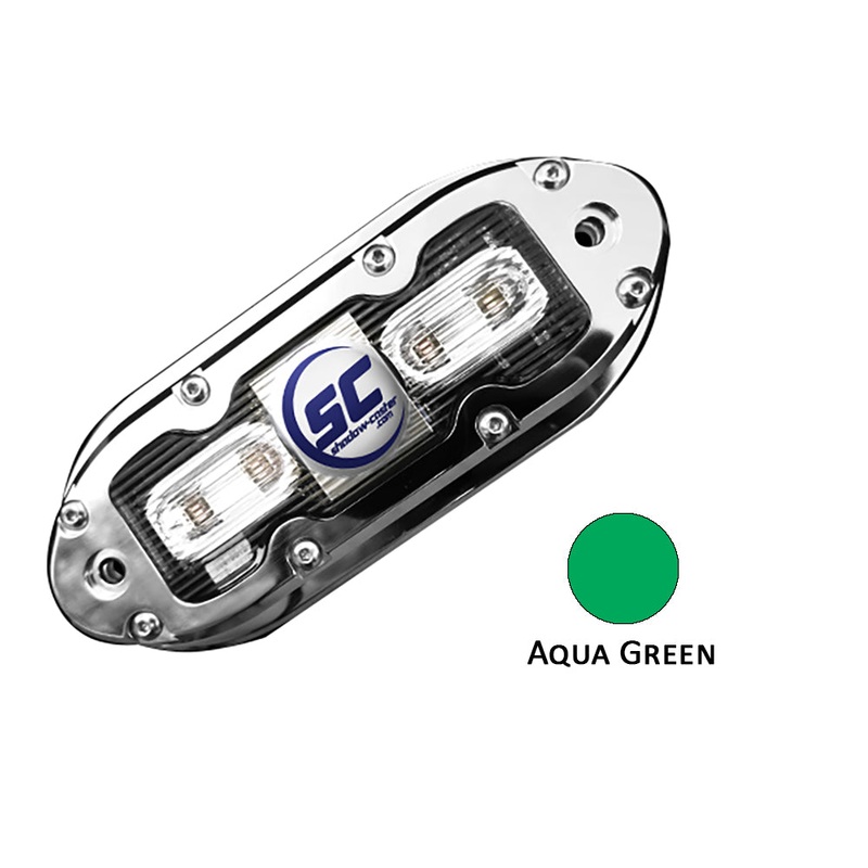 Shadow-Caster SCM-4 LED Underwater Light w/20′ Cable – 316 SS Housing – Aqua Green [SCM-4-AG-20]