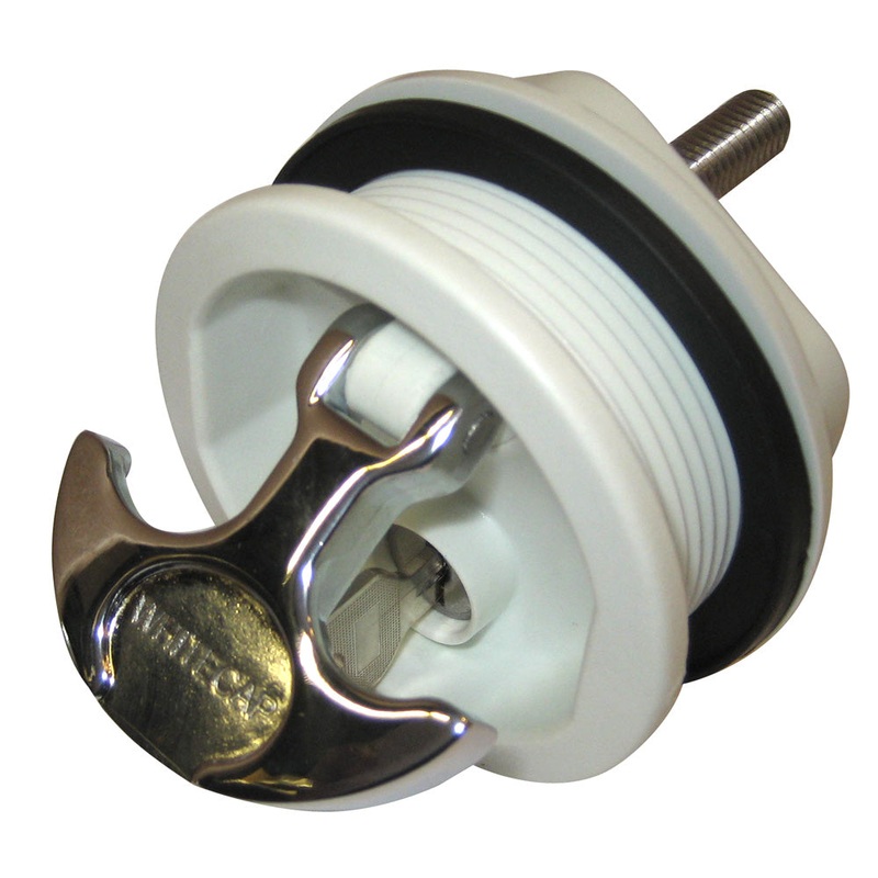 Whitecap T-Handle Latch – Chrome Plated Zamac/White Nylon – Locking – Freshwater Use Only [S-0226WC]
