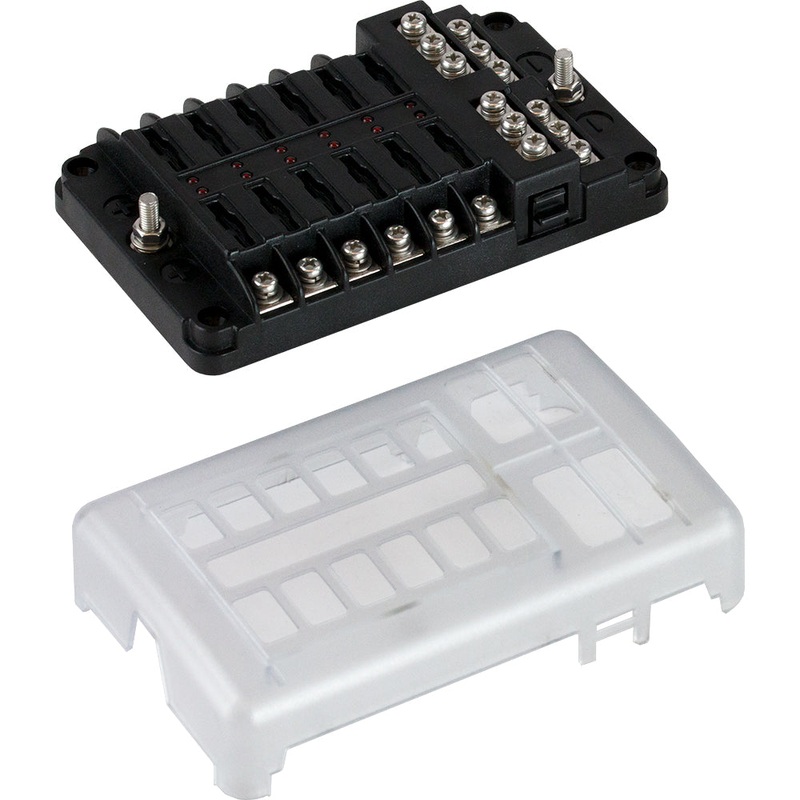 Sea-Dog Blade Style LED Indicator Fuse Block w/Negative Bus Bar – 12 Circuit [445188-1]