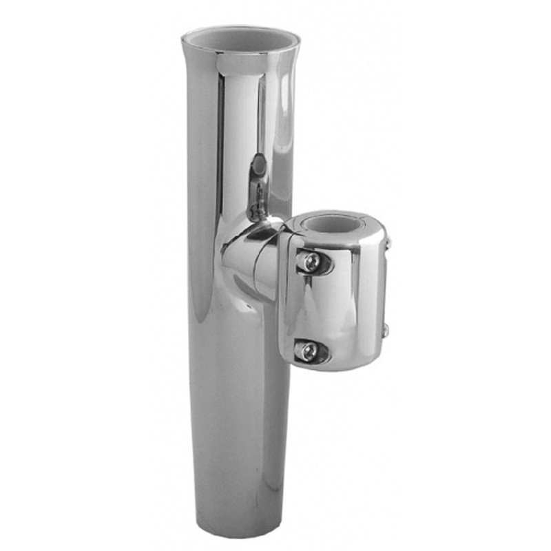 TACO  Stainless Steel Clamp-On Adjustable Rod Holder – Fits 7/8 & 1 O.D. Tubing [F16-2600POL-1]