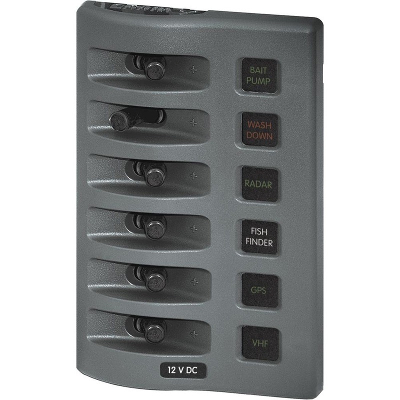 Blue Sea 4306 WeatherDeck Water Resistant Fuse Panel – 6 Position – Grey [4306]