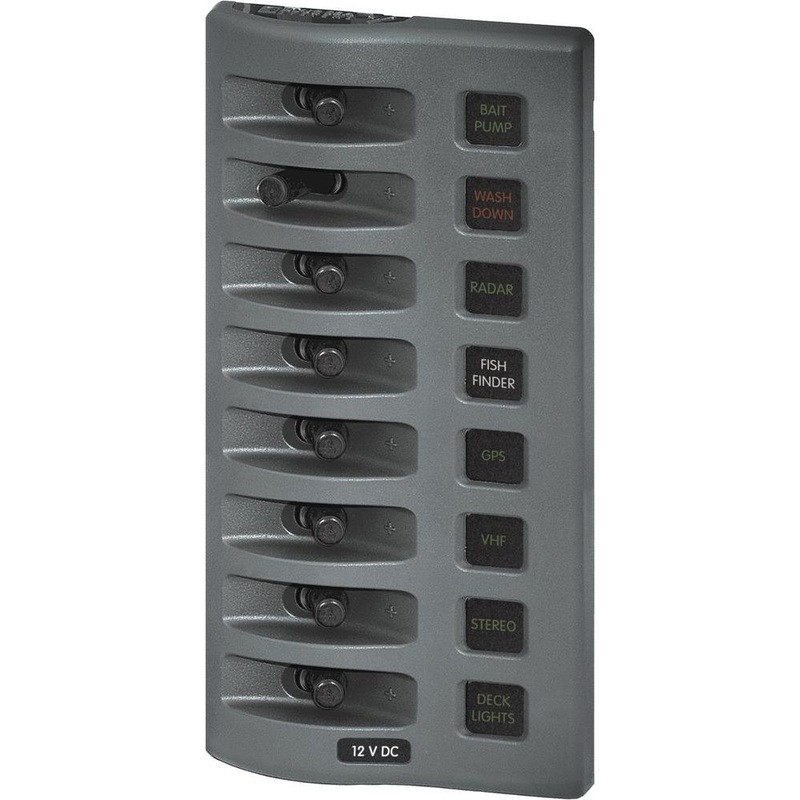 Blue Sea 4308 WeatherDeck Water Resistant Fuse Panel – 8 Position – Grey [4308]