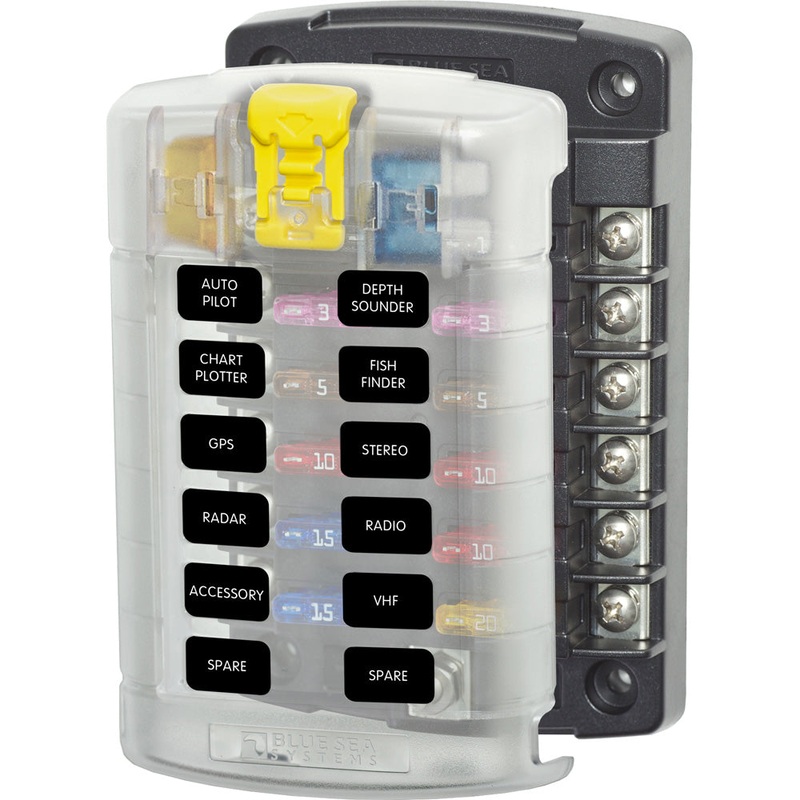 Blue Sea 5029 ST Blade Fuse Block w/Cover – 12 Circuit w/o Negative Bus [5029]