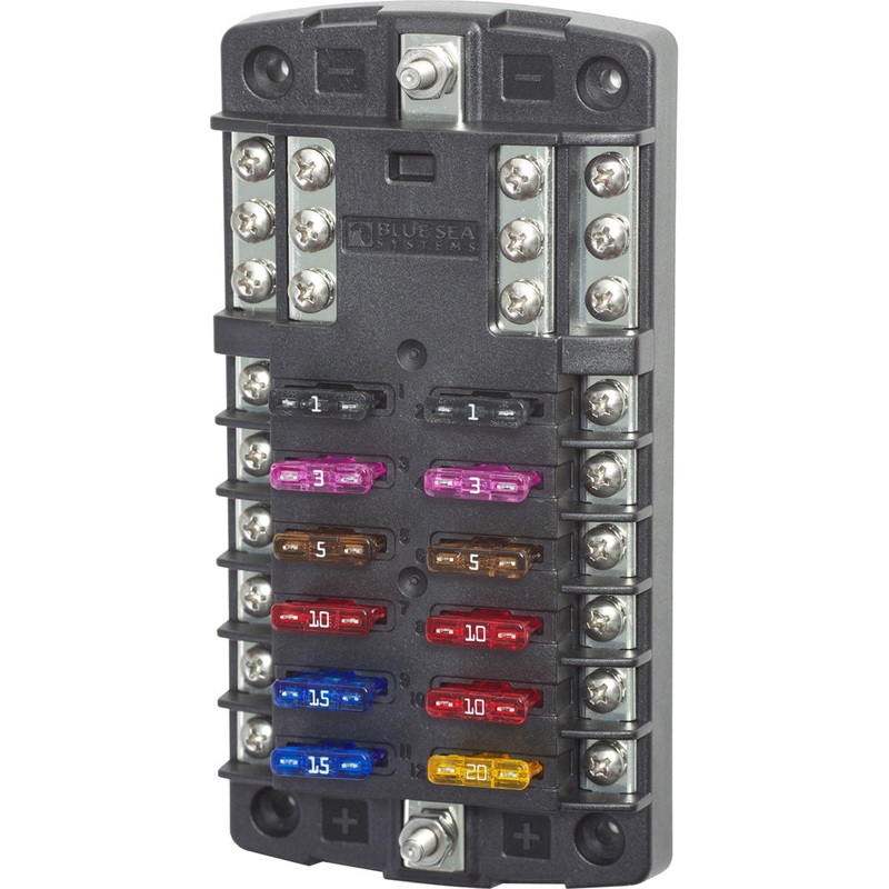 Blue Sea 5031 ST Blade Fuse Block w/o Cover – 12 Circuit w/Negative Bus [5031]