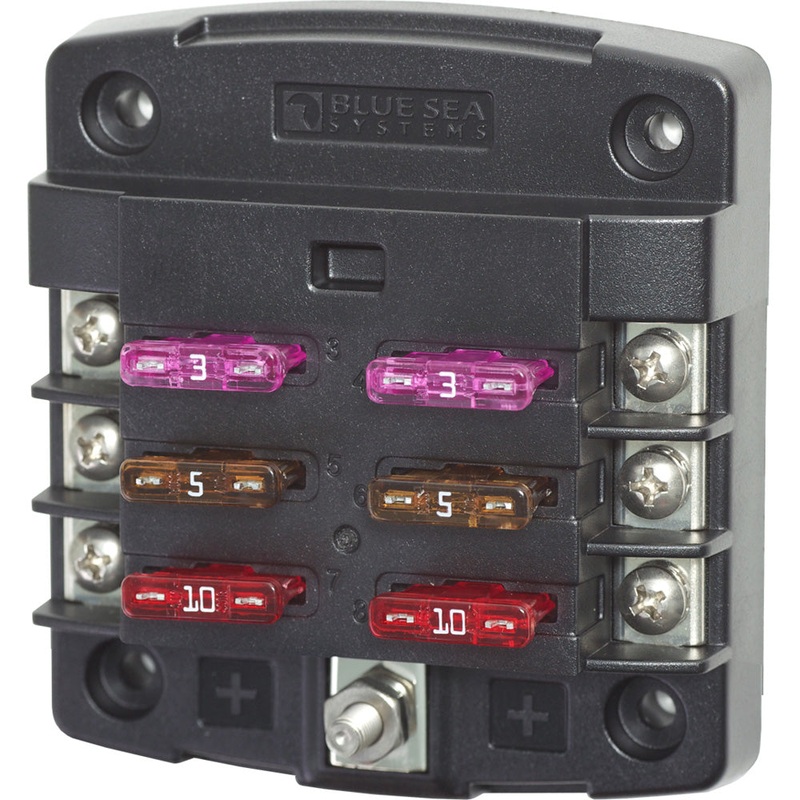 Blue Sea 5033 ST Blade Fuse Block w/out Cover – 6 Circuit w/out Negative Bus [5033]