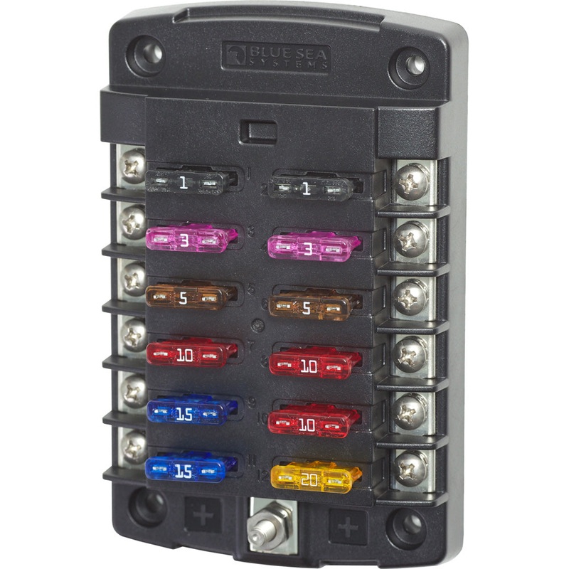 Blue Sea 5034 ST Blade Fuse Block w/out Cover – 12 Circuit w/out Negative Bus [5034]