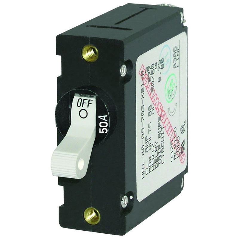 Blue Sea 7230 AC/DC Single Pole Magnetic World Circuit Breaker – 50AMP [7230]