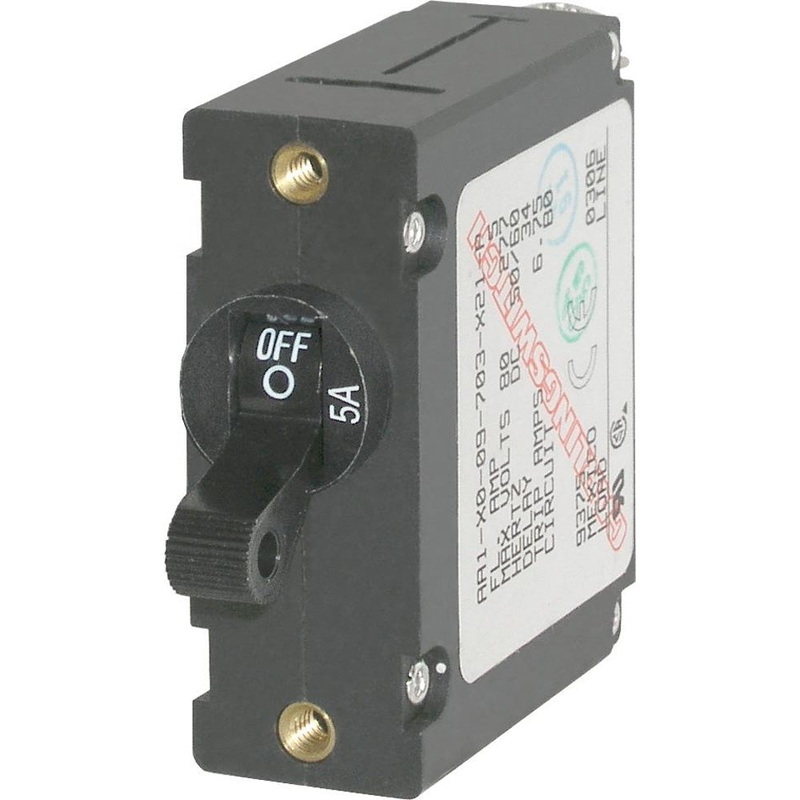 Blue Sea 7200 AC / DC Single Pole Magnetic World Circuit Breaker  –  5 Amp [7200]