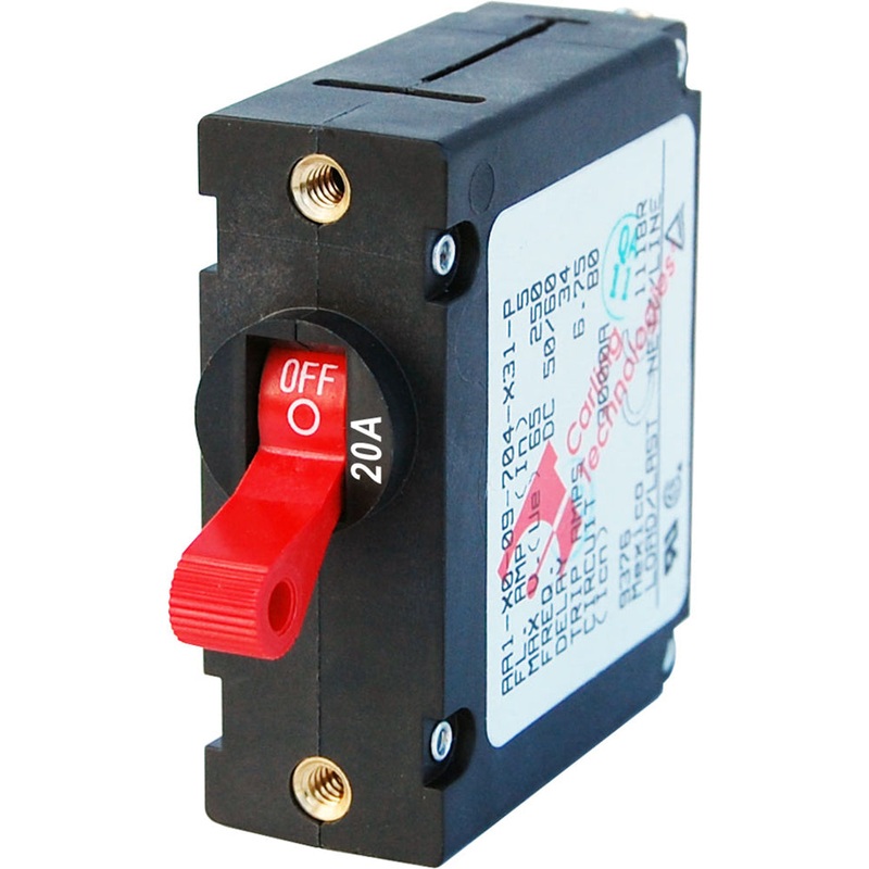 Blue Sea 7213 AC / DC Single Pole Magnetic World Circuit Breaker  –  20 Amp [7213]