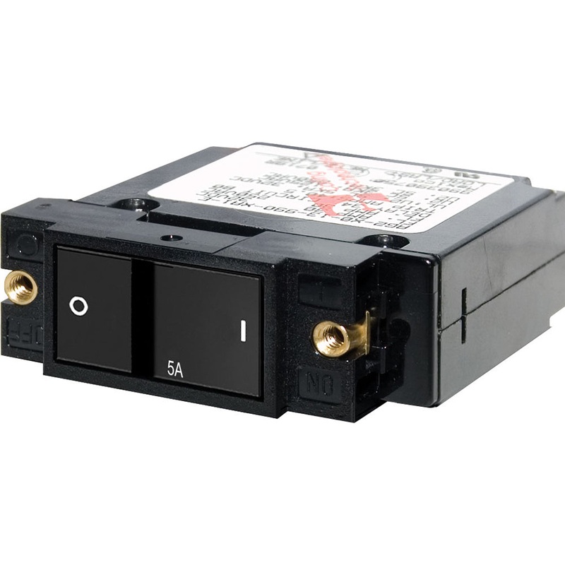 Blue Sea 7400 Single Pole Small Case 2 Flat Rocker Circuit Breaker  –  5 Amp [7400]