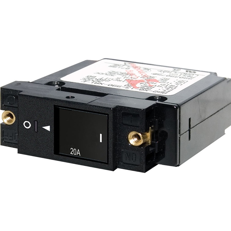 Blue Sea 7429 Single Pole Small Case 2 Slot Reset Rocker Circuit Breaker  –  20 Amp [7429]