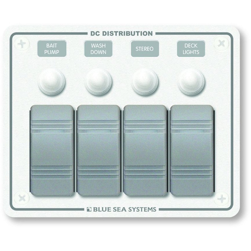 Blue Sea 8272 Water Resistant Panel – 4 Position – White – Horizontal Mount [8272]