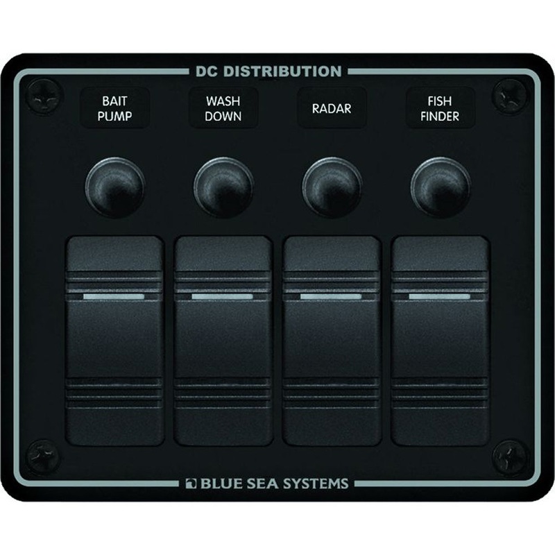 Blue Sea 8372 Water Resistant 4 Position – Black – Horizontal Mount Panel [8372]