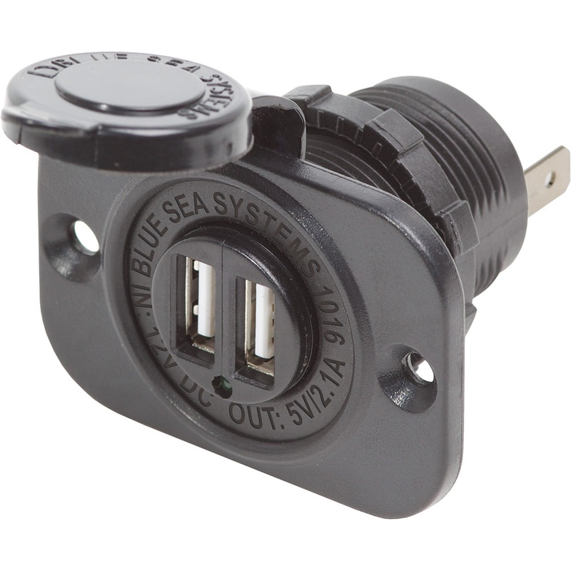 Blue Sea Dual USB Charger Socket – 2 USB Ports w/Watertight Cap [1016]