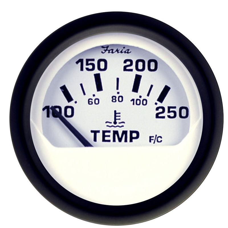 Faria Euro White 2 Water Temperature Gauge (100-250 DegreeF) [12904]