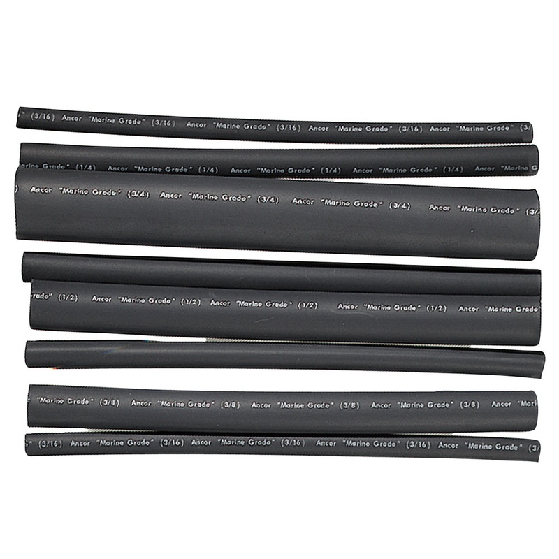 Ancor Adhesive Lined Heat Shrink Tubing – Assorted 8-Pack, 6, 20-2/0 AWG, Black [301506]