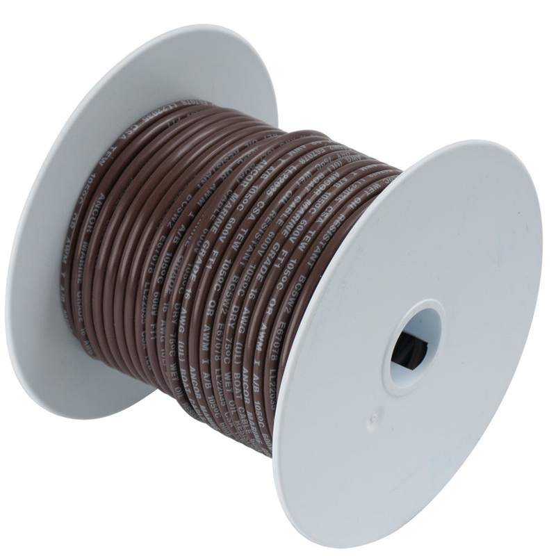 Ancor Brown 16 AWG Tinned Copper Wire – 25′ [182203]