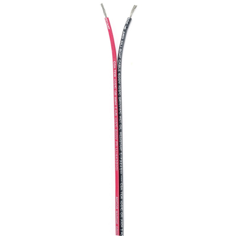 Ancor Ribbon Bonded Cable – 16/2 AWG – Red/Black – Flat – 250′ [153125]