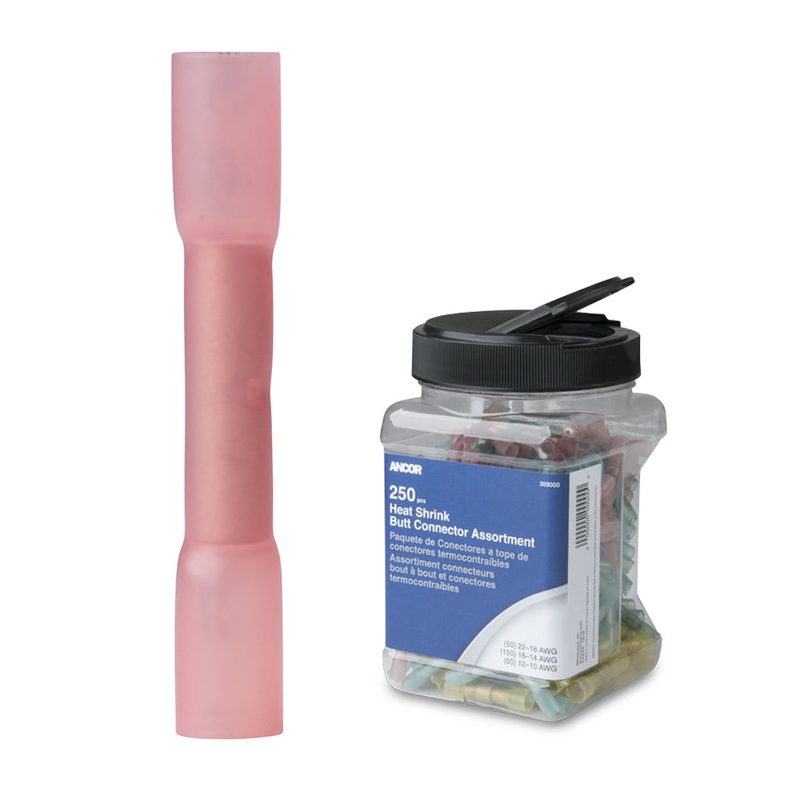 Ancor 22-18 AWG Heat Shrink Butt Connector – 250-Pieces – Jar [309001]