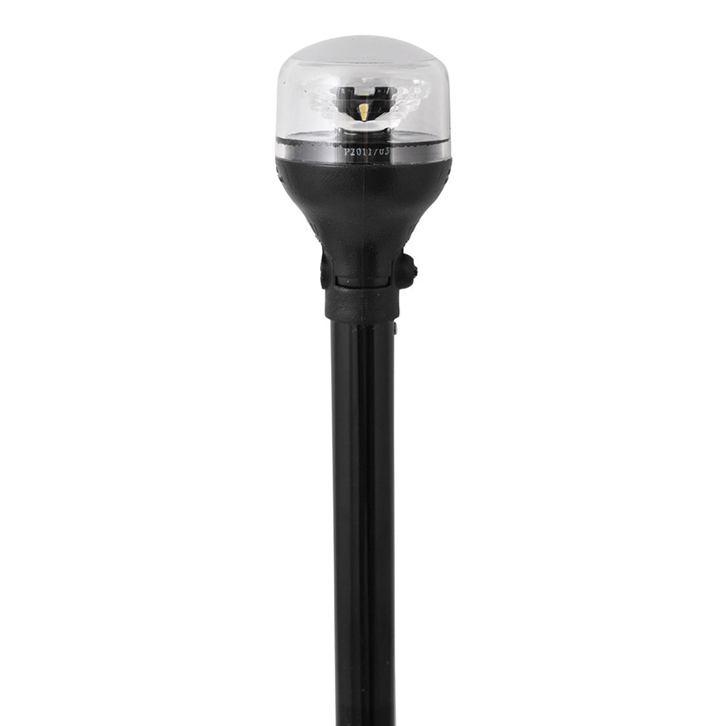 Attwood LightArmor All-Around Light – 12 Black Pole – Black Horizontal Composite Base w/Adapter [5558-P12A7]