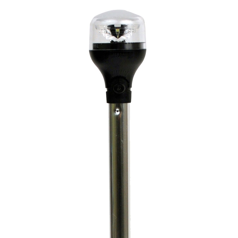 Attwood LightArmor Plug-In All-Around Light – 20 Aluminum Pole – Black Horizontal Composite Base w/Adapter [5550-PA20-7]