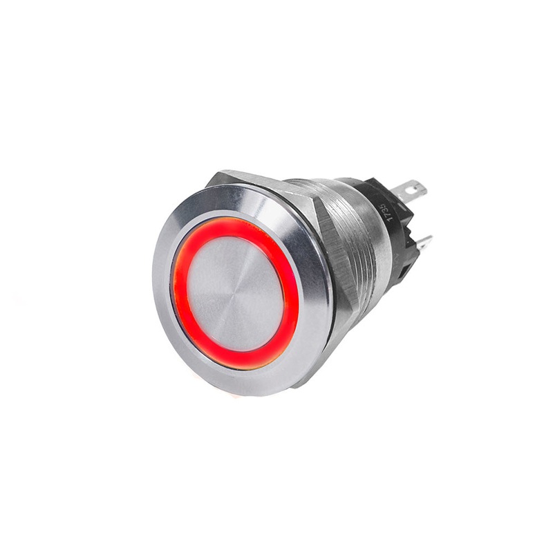 Blue Sea 4163 SS Push Button Switch – Off-(On) – Red – 10A [4163]