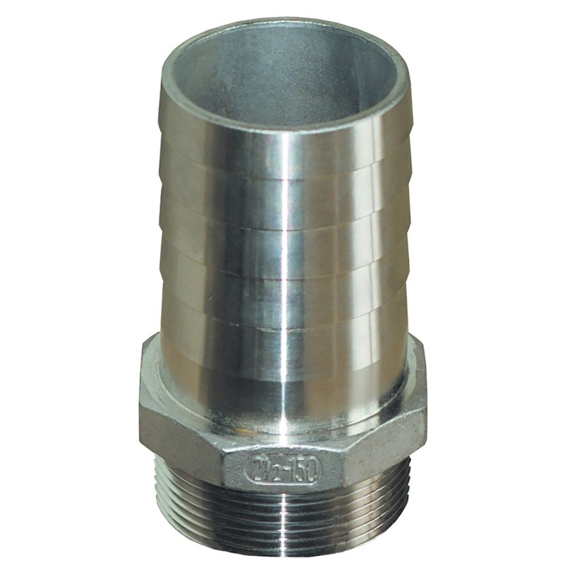 GROCO 1-1/2 NPT x 1-1/2 ID Stainless Steel Pipe to Hose Straight Fitting [PTH-1500-S]