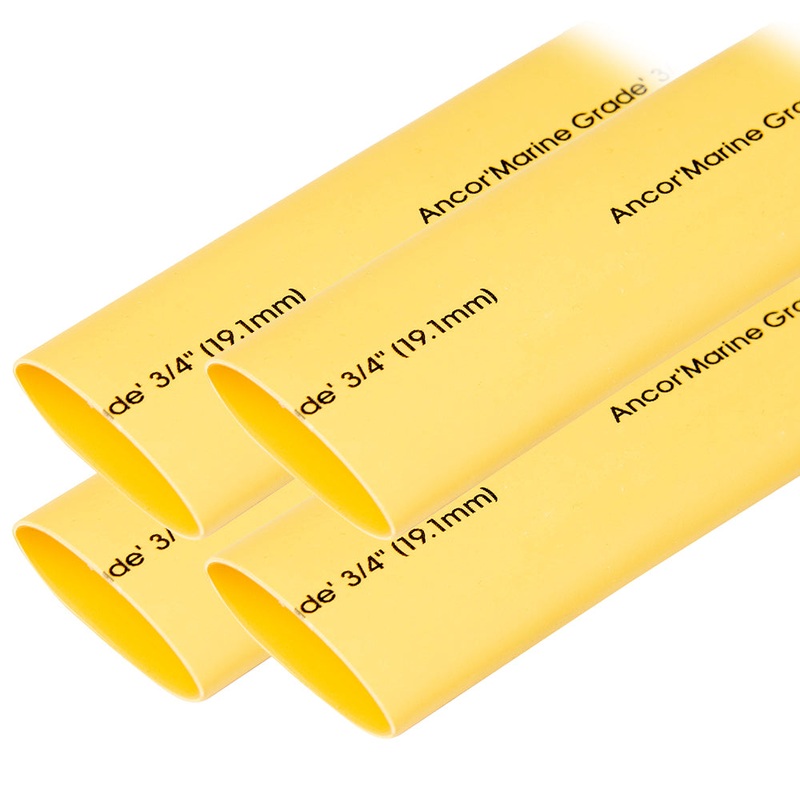 Ancor Heat Shrink Tubing 3/4 x 6 – Yellow – 4 Pieces [306906]