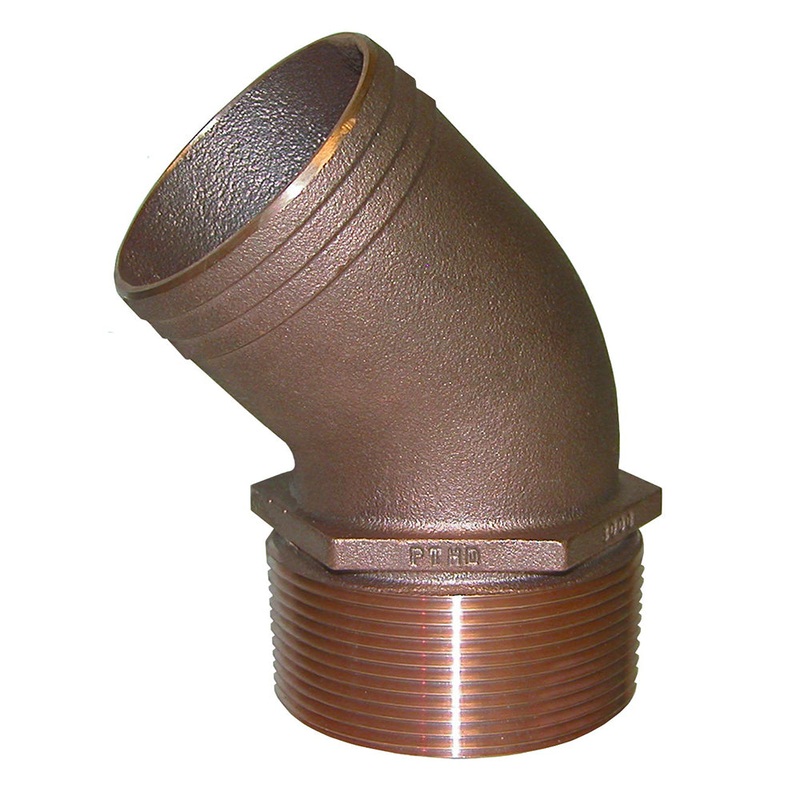 GROCO 1 NPT Bronze 45 Degree Pipe to 1 Hose [PTHD-1000]