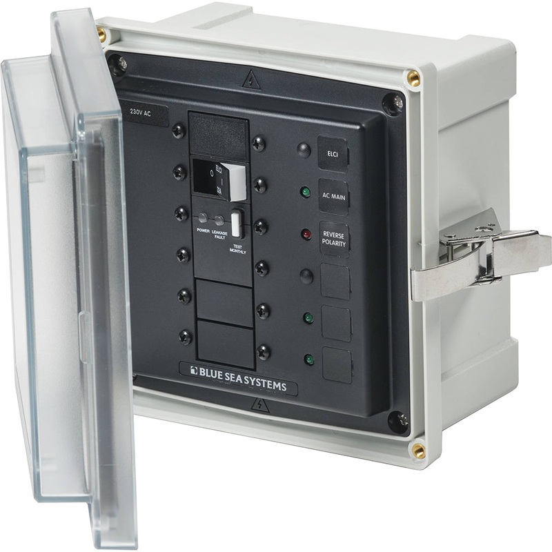 Blue Sea 3123 – SMS Panel Enclosure w/ELCI (32A)  3 Blanks – 230V AC [3123]