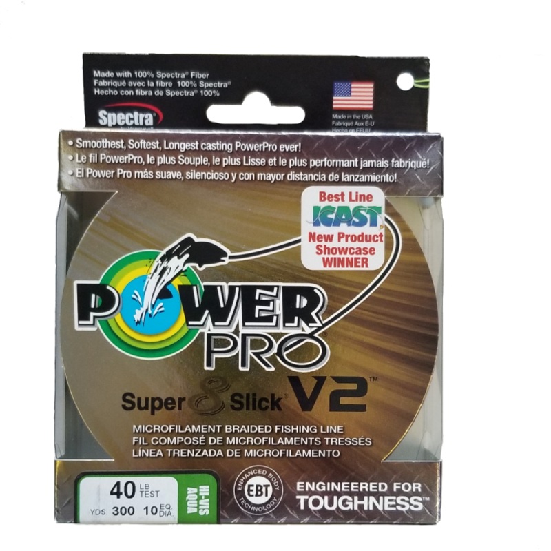 Power Pro Super 8 Slick V2 Hi-Vis Aqua Green 40 lb 300 yds Braided Fishing Line