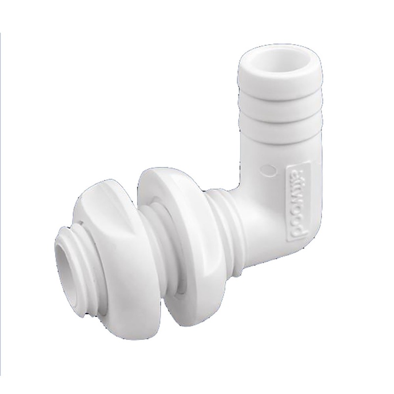 Attwood White Plastic 90 Degree Thru-Hull Connector – 1-1/8 Inner Diameter [3879-3]
