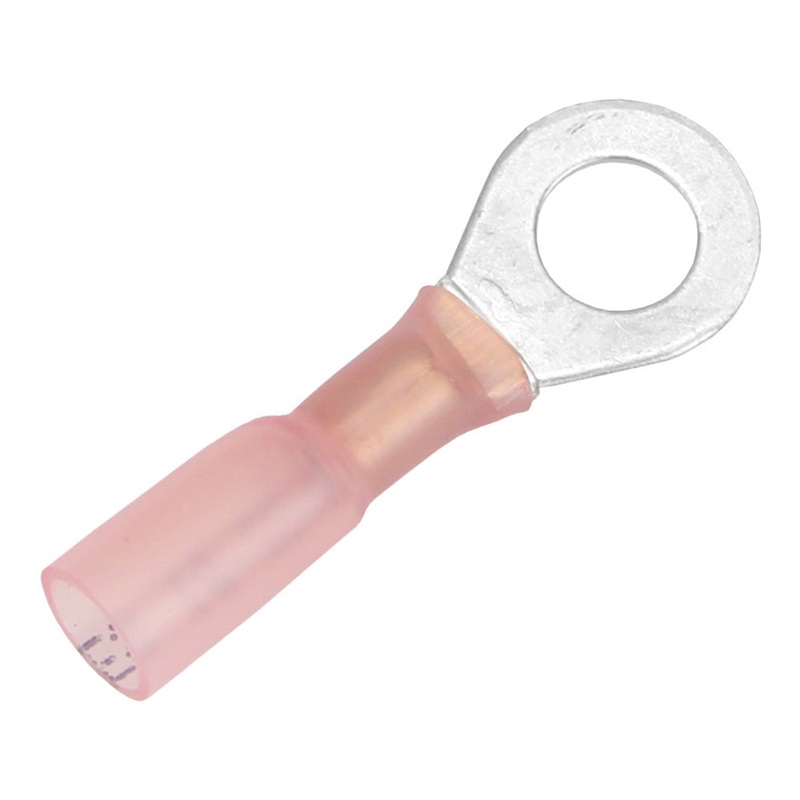 Pacer 22-18 AWG Heat Shrink Ring Terminal – 1/4 Stud Size – 100 Pack [TE18-14R-100]