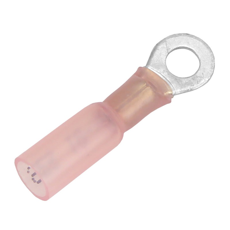 Pacer 22-18 AWG Heat Shrink Ring Terminal – #8 Stud Size – 25 Pack [TE18-8R-25]
