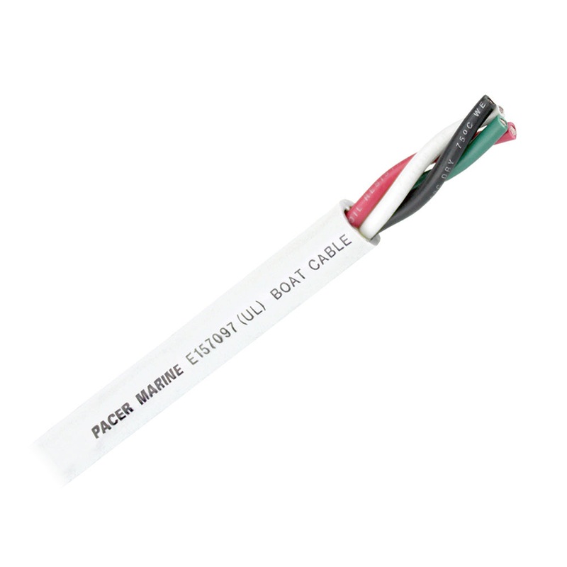 Pacer Round 4 Conductor Cable – 100 – 10/4 AWG – Black, Green, Red  White [WR10/4-100]