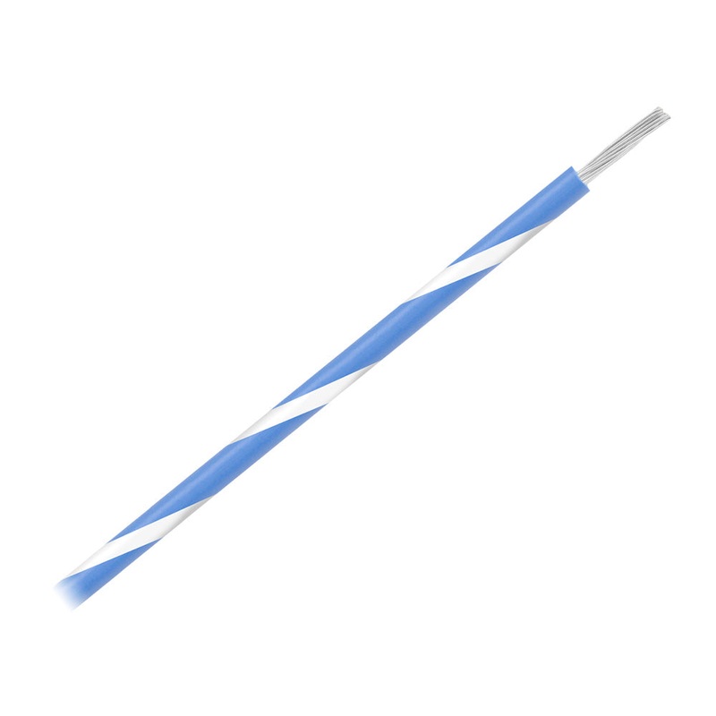 Pacer 16 AWG Gauge Striped Marine Wire 500′ Spool – Blue w/White Stripe [WUL16BL-9-500]