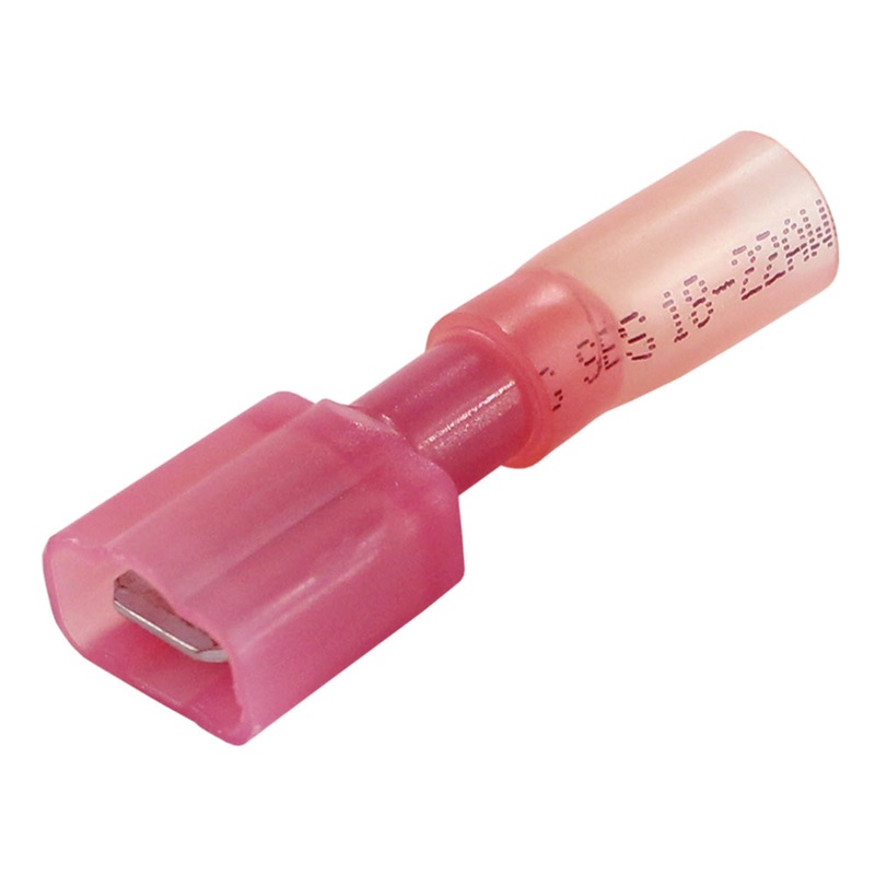 Pacer 22-18 AWG Fully-Insulated Male Disconnect Terminal – Red – 100 Pack [TDE18-250FIM-100]