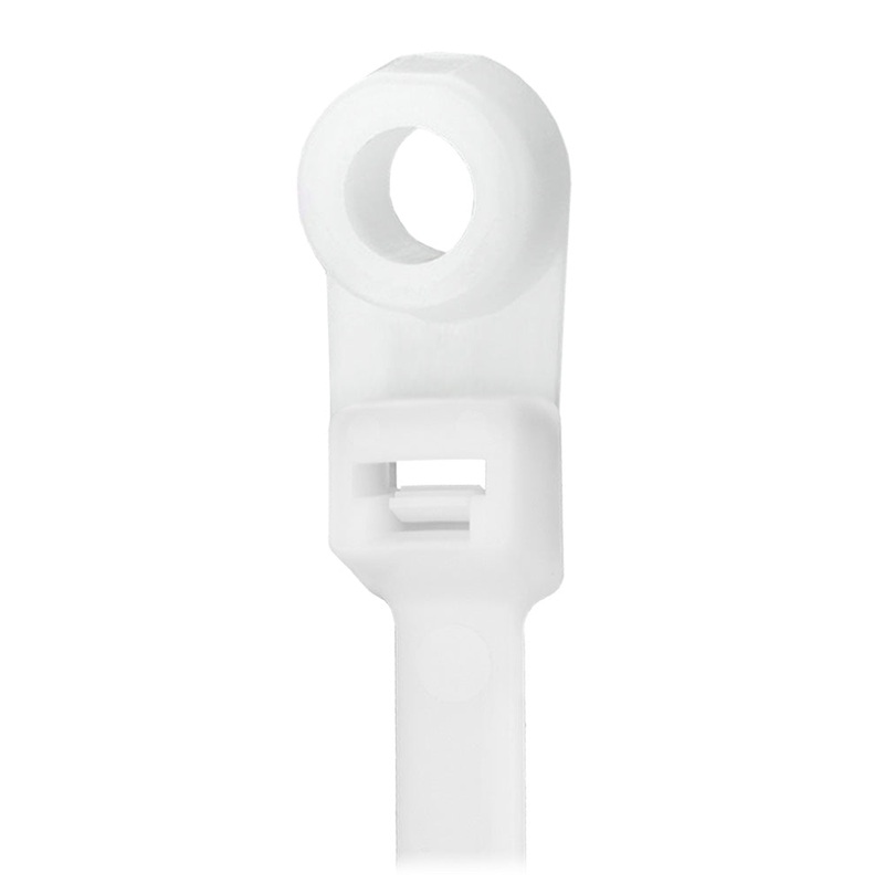 Pacer 8 Cable Tie w/Mounting Ring – Natural Color – 50lb Tensile Strength – 2 Bundle Diameter – 100 Piece Bag [CTMR2S-100]