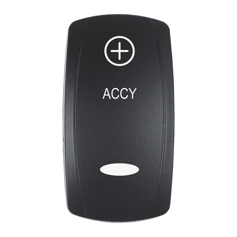 Pacer Actuator – ‘ACCY’ f/V Series Contura Switches – Black – Laser Etched (Top/Bottom Light) [EV2LE-ACC]
