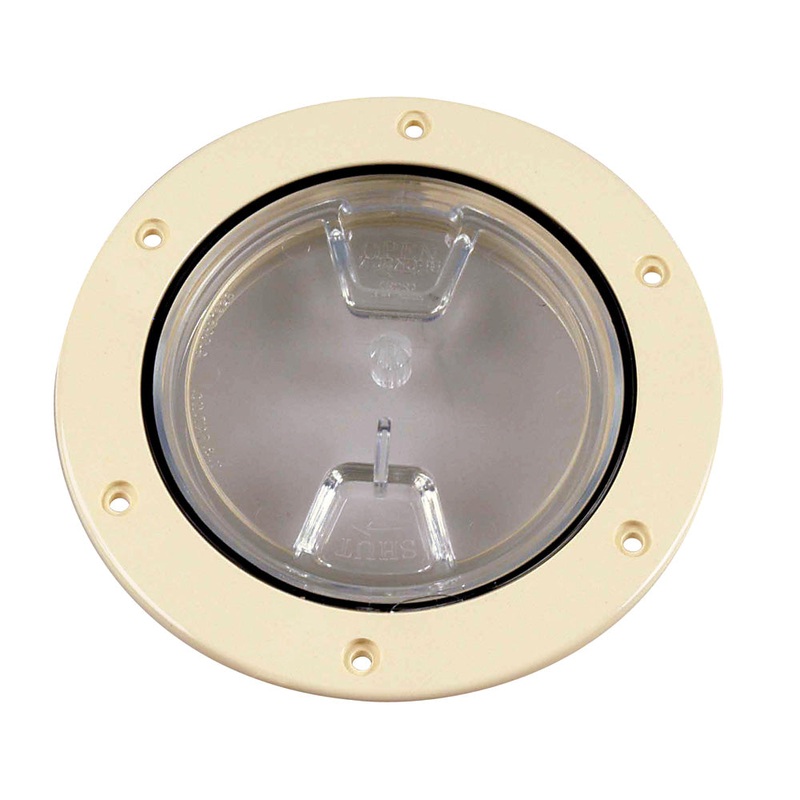 Beckson 4 Clear Center Screw-Out Deck Plate – Beige [DP40-N-C]