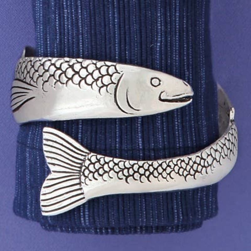 Basic Spirit Pewter Fish Wrap Bracelet JBC-16